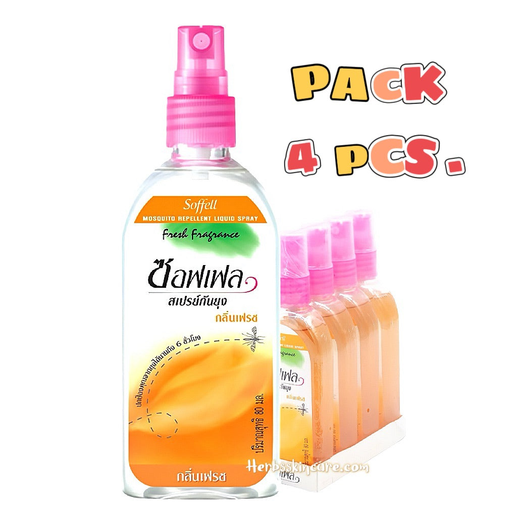 SOFFELL SPRAY - FRESH (REPELENTE DE MOSQUITOS) 80 ML./ PAQUETE DE 4 UNIDADES