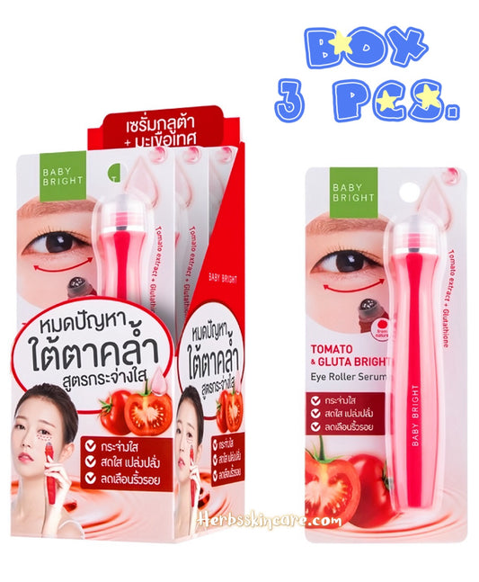 BABY BRIGHT TOMATO & GLUTA BRIGHT EYE ROLLER SERUM 15 ML. (BOX 3 PCS.)