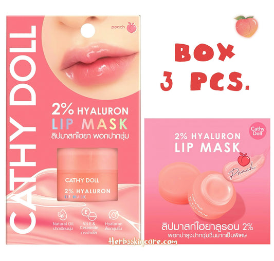 CATHY DOLL 2% HYALURON LIP MASK – PEACH 4.5 G. (BOX 3 PCS.)