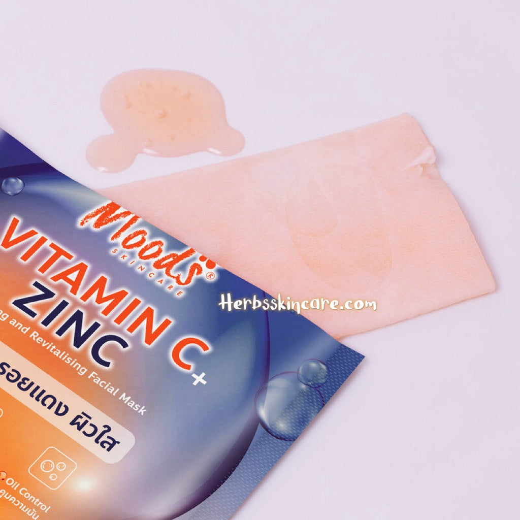 MOODS VITAMIN C + ZINC BRIGHTENING AND REVITALISING FACIAL MASK (BOX 10 PCS.)